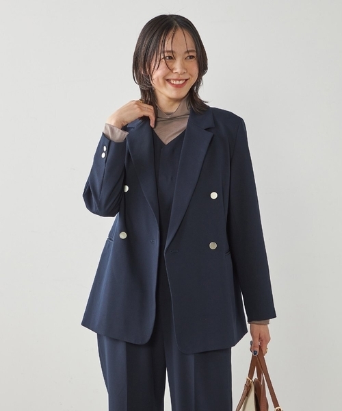 a.v.v(アーヴェヴェ)の「【洗える】ダブルブレストジャケット(テーラードジャケット・レディース・ネイビー/ライトグレー・36/38/40/42)」の7枚目の写真