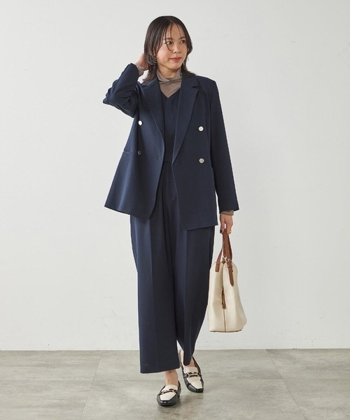 a.v.v(アーヴェヴェ)の「【洗える】ダブルブレストジャケット(テーラードジャケット・レディース・ネイビー/ライトグレー・36/38/40/42)」の9枚目の写真