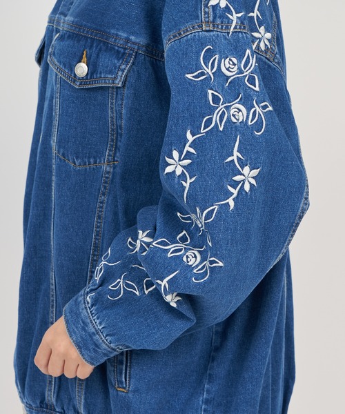 ROYAL PARTY（ロイヤルパーティー）の「オリジナル刺しゅうオーバーデニムジャケット（デニムジャケット・レディース・インディゴブルー/ブルー・FREE）」の12枚目の写真