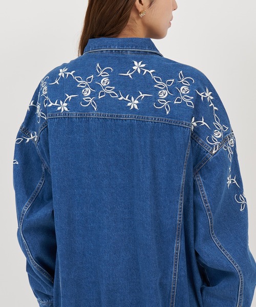 ROYAL PARTY（ロイヤルパーティー）の「オリジナル刺しゅうオーバーデニムジャケット（デニムジャケット・レディース・インディゴブルー/ブルー・FREE）」の11枚目の写真