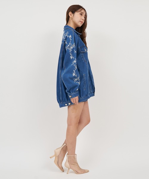 ROYAL PARTY（ロイヤルパーティー）の「オリジナル刺しゅうオーバーデニムジャケット（デニムジャケット・レディース・インディゴブルー/ブルー・FREE）」の17枚目の写真