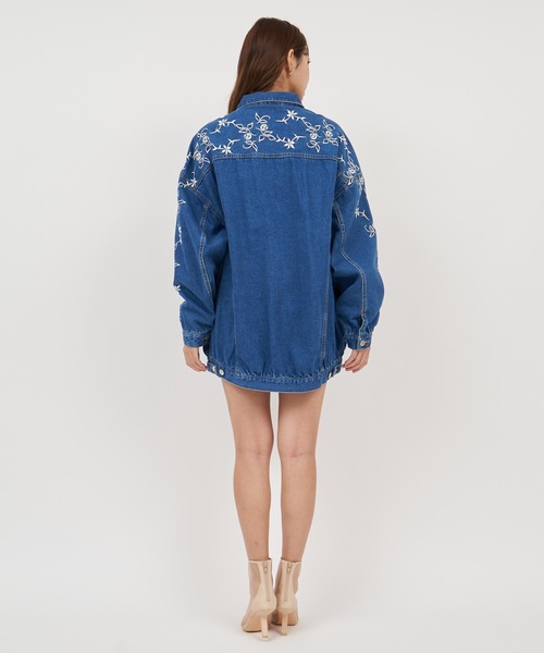 ROYAL PARTY（ロイヤルパーティー）の「オリジナル刺しゅうオーバーデニムジャケット（デニムジャケット・レディース・インディゴブルー/ブルー・FREE）」の18枚目の写真