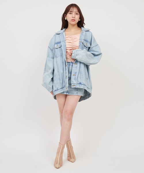 ROYAL PARTY（ロイヤルパーティー）の「オリジナル刺しゅうオーバーデニムジャケット（デニムジャケット・レディース・インディゴブルー/ブルー・FREE）」の21枚目の写真