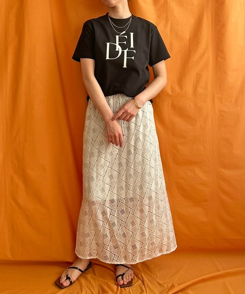 LHELBIE（レルビエ）の「DEFIフロッキーロゴTシャツ（Tシャツ/カットソー・レディース・ホワイト/ネイビー/ブラック・M）」の8枚目の写真