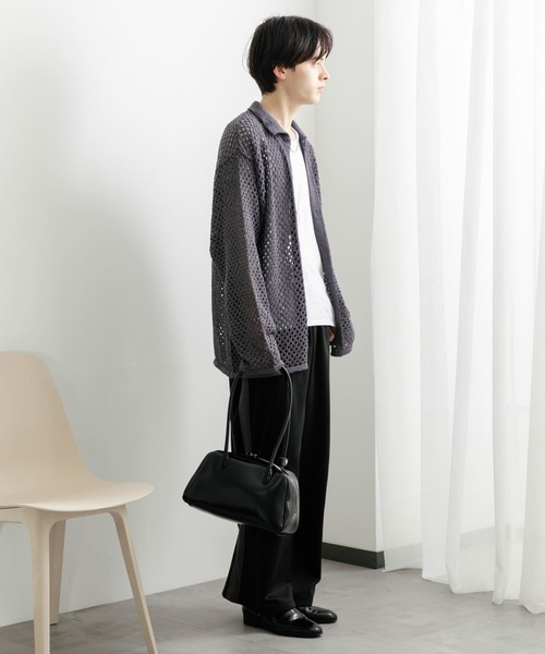 セール】『ユニセックス』メッシュ衿付きカーディガン（カーディガン