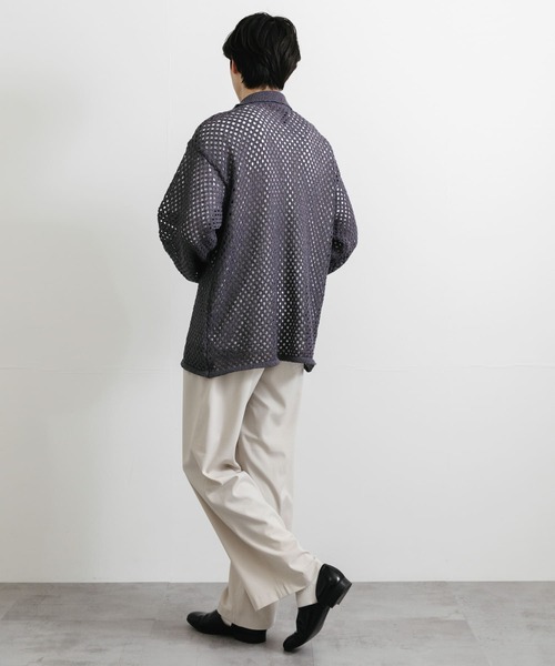 SENSE OF PLACE by URBAN RESEARCH（センスオブプレイスバイアーバンリサーチ）の「『ユニセックス』メッシュ衿付きカーディガン（カーディガン/ボレロ・メンズ・チャコールグレー/ミント/ネイビー・MEDIUM/LARGE）」の14枚目の写真