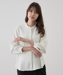 アウトポケバンドカラーブラウス