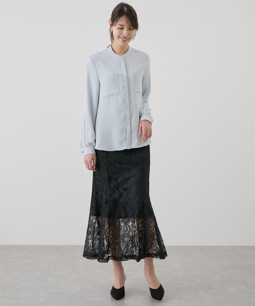 Jayro（ジャイロ）の「アウトポケバンドカラーブラウス（シャツ/ブラウス・レディース・ブラック/サックスブルー/オフホワイト・M）」の18枚目の写真