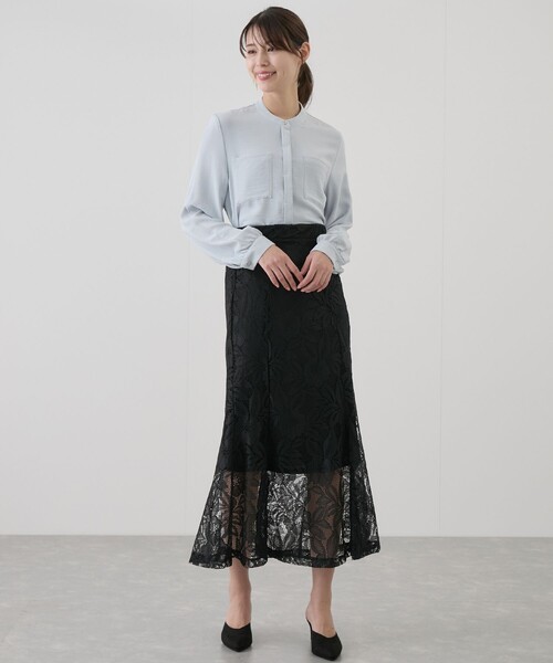 Jayro（ジャイロ）の「アウトポケバンドカラーブラウス（シャツ/ブラウス・レディース・ブラック/サックスブルー/オフホワイト・M）」の15枚目の写真