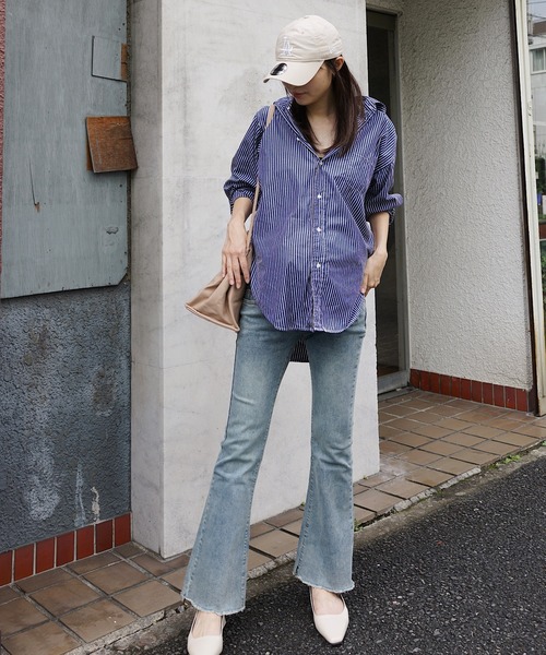Mela(メラ)の「【マタニティ】オールシーズン着回しOK!美脚フレアデニム(デニムパンツ・レディース・ライトブルー/ブラック/ブルー・XL/M/L)」の8枚目の写真