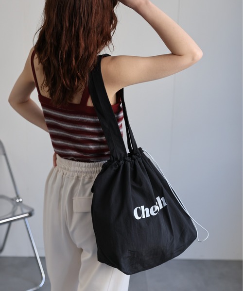 ap retro(アプレトロ)の「ドロストコード巾着ロゴトートバッグ(トートバッグ・レディース・ベージュ/ライトグレー/ブルー/ブラック・FREE)」の5枚目の写真