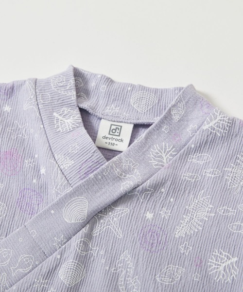 devirock（デビロック）の「すぽっと着られる 着心地やわらか 総柄プリント おやすみ甚平（浴衣・キッズ・ネイビー系1/グレー系1/ブラック系1/ブルー系3/ブルー系1/イエロー系1/ピンク系1/ブルー系2・100cm/110cm/120cm/130cm/140cm/150cm/160cm）」の22枚目の写真