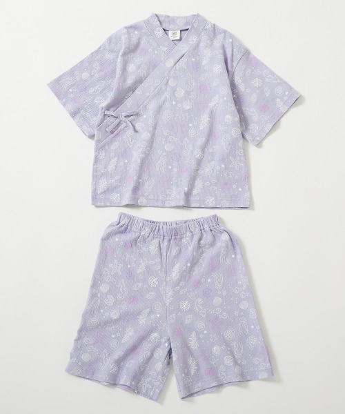 devirock（デビロック）の「すぽっと着られる 着心地やわらか 総柄プリント おやすみ甚平（浴衣・キッズ・ネイビー系1/グレー系1/ブラック系1/ブルー系3/ブルー系1/イエロー系1/ピンク系1/ブルー系2・100cm/110cm/120cm/130cm/140cm/150cm/160cm）」の17枚目の写真