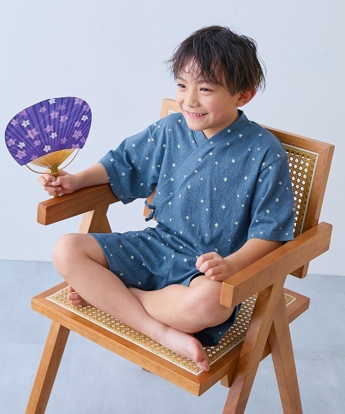 セール】すぽっと着られる 着心地やわらか 総柄プリント おやすみ甚平