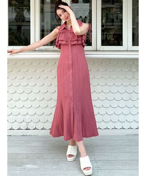 RESEXXY（リゼクシー）の「ラッフルマーメイドシャツワンピース（シャツワンピース・レディース・ホワイト/プラム/ブルー/ブラック・FREE）」の9枚目の写真