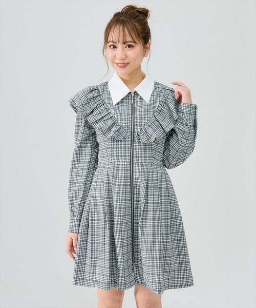 REDYAZEL(レディアゼル)の「チェックフロントジップフリルミニシャツワンピース(ワンピース・レディース・グレー系その他/グリーン系その他/ブルー系その他・SMALL/MEDIUM)」の13枚目の写真