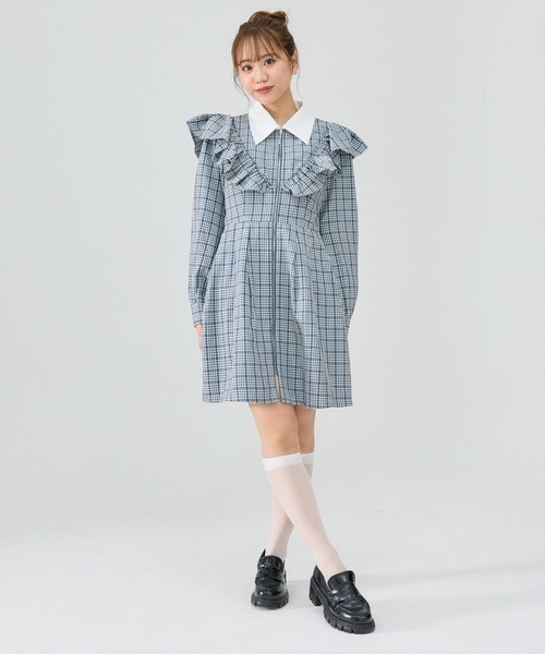 REDYAZEL(レディアゼル)の「チェックフロントジップフリルミニシャツワンピース(ワンピース・レディース・グレー系その他/グリーン系その他/ブルー系その他・SMALL/MEDIUM)」の19枚目の写真