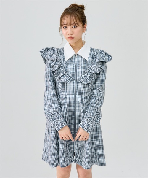REDYAZEL(レディアゼル)の「チェックフロントジップフリルミニシャツワンピース(ワンピース・レディース・グレー系その他/グリーン系その他/ブルー系その他・SMALL/MEDIUM)」の20枚目の写真