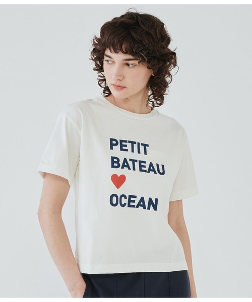 PETIT BATEAU(プチバトー)の「半袖Tシャツ(Tシャツ/カットソー・レディース・ネイビー/オフホワイト・X-SMALL/SMALL/MEDIUM/LARGE)」の2枚目の写真