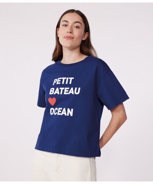 PETIT BATEAU(プチバトー)の「半袖Tシャツ(Tシャツ/カットソー・レディース・ネイビー/オフホワイト・X-SMALL/SMALL/MEDIUM/LARGE)」の3枚目の写真