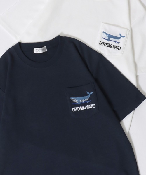 SITRY（シトリー）の「Animal Embroidery Pocket T-Shirt/アニマル ワンポイント刺繍 ポケット 半袖Tシャツ レディース メンズ（Tシャツ/カットソー・レディース・ブルー系その他/ネイビー/アッシュグレー/ホワイト系その他/ホワイト/ブルー/オフホワイト/ブルー系その他4/ブルー系その他3/ブルー系その他2/ブルーグリーン/スミクロ/ブラック/ホワイト系その他2/イエロー・M/LL/L）」の10枚目の写真