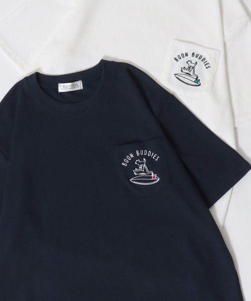 SITRY（シトリー）の「Animal Embroidery Pocket T-Shirt/アニマル ワンポイント刺繍 ポケット 半袖Tシャツ レディース メンズ（Tシャツ/カットソー・レディース・ブルー系その他/ネイビー/アッシュグレー/ホワイト系その他/ホワイト/ブルー/オフホワイト/ブルー系その他4/ブルー系その他3/ブルー系その他2/ブルーグリーン/スミクロ/ブラック/ホワイト系その他2/イエロー・M/LL/L）」の8枚目の写真