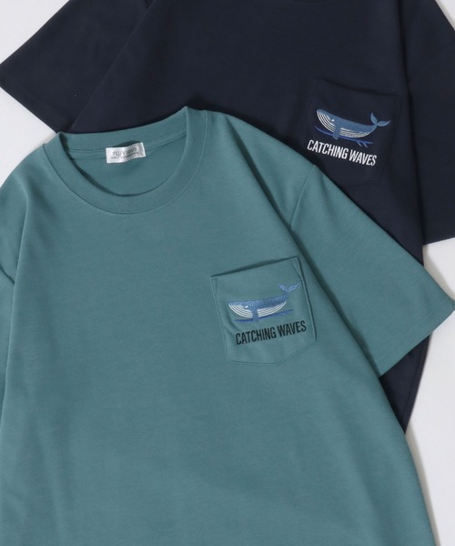 SITRY（シトリー）の「Animal Embroidery Pocket T-Shirt/アニマル ワンポイント刺繍 ポケット 半袖Tシャツ レディース メンズ（Tシャツ/カットソー・レディース・ブルー系その他/ネイビー/アッシュグレー/ホワイト系その他/ホワイト/ブルー/オフホワイト/ブルー系その他4/ブルー系その他3/ブルー系その他2/ブルーグリーン/スミクロ/ブラック/ホワイト系その他2/イエロー・M/LL/L）」の11枚目の写真