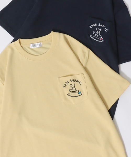 SITRY（シトリー）の「Animal Embroidery Pocket T-Shirt/アニマル ワンポイント刺繍 ポケット 半袖Tシャツ レディース メンズ（Tシャツ/カットソー・レディース・ブルー系その他/ネイビー/アッシュグレー/ホワイト系その他/ホワイト/ブルー/オフホワイト/ブルー系その他4/ブルー系その他3/ブルー系その他2/ブルーグリーン/スミクロ/ブラック/ホワイト系その他2/イエロー・M/LL/L）」の15枚目の写真