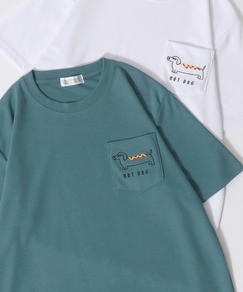 SITRY（シトリー）の「Animal Embroidery Pocket T-Shirt/アニマル ワンポイント刺繍 ポケット 半袖Tシャツ レディース メンズ（Tシャツ/カットソー・レディース・ブルー系その他/ネイビー/アッシュグレー/ホワイト系その他/ホワイト/ブルー/オフホワイト/ブルー系その他4/ブルー系その他3/ブルー系その他2/ブルーグリーン/スミクロ/ブラック/ホワイト系その他2/イエロー・M/LL/L）」の12枚目の写真