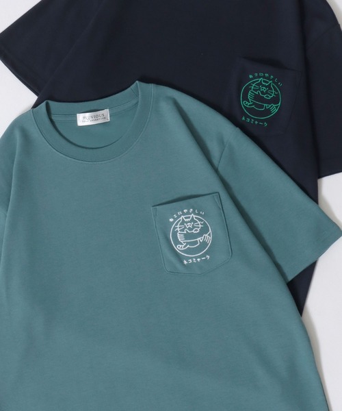 SITRY（シトリー）の「Animal Embroidery Pocket T-Shirt/アニマル ワンポイント刺繍 ポケット 半袖Tシャツ レディース メンズ（Tシャツ/カットソー・レディース・ブルー系その他/ネイビー/アッシュグレー/ホワイト系その他/ホワイト/ブルー/オフホワイト/ブルー系その他4/ブルー系その他3/ブルー系その他2/ブルーグリーン/スミクロ/ブラック/ホワイト系その他2/イエロー・M/LL/L）」の13枚目の写真