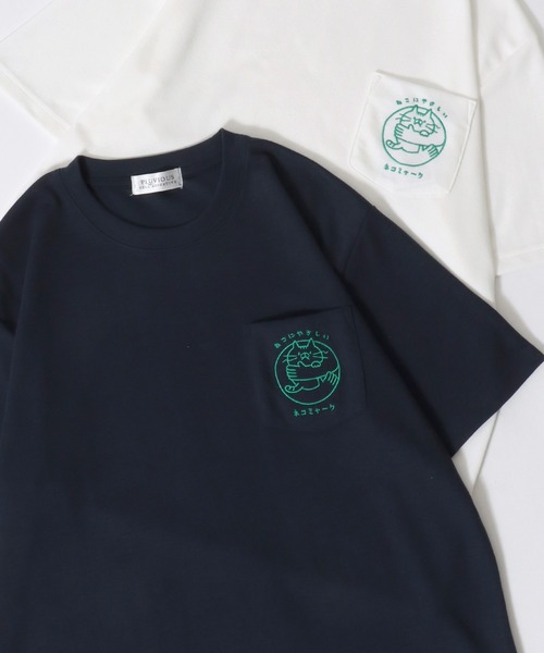 SITRY（シトリー）の「Animal Embroidery Pocket T-Shirt/アニマル ワンポイント刺繍 ポケット 半袖Tシャツ レディース メンズ（Tシャツ/カットソー・レディース・ブルー系その他/ネイビー/アッシュグレー/ホワイト系その他/ホワイト/ブルー/オフホワイト/ブルー系その他4/ブルー系その他3/ブルー系その他2/ブルーグリーン/スミクロ/ブラック/ホワイト系その他2/イエロー・M/LL/L）」の14枚目の写真