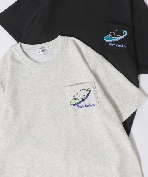 SITRY（シトリー）の「Animal Embroidery Pocket T-Shirt/アニマル ワンポイント刺繍 ポケット 半袖Tシャツ レディース メンズ（Tシャツ/カットソー・レディース・ブルー系その他/ネイビー/アッシュグレー/ホワイト系その他/ホワイト/ブルー/オフホワイト/ブルー系その他4/ブルー系その他3/ブルー系その他2/ブルーグリーン/スミクロ/ブラック/ホワイト系その他2/イエロー・M/LL/L）」の7枚目の写真