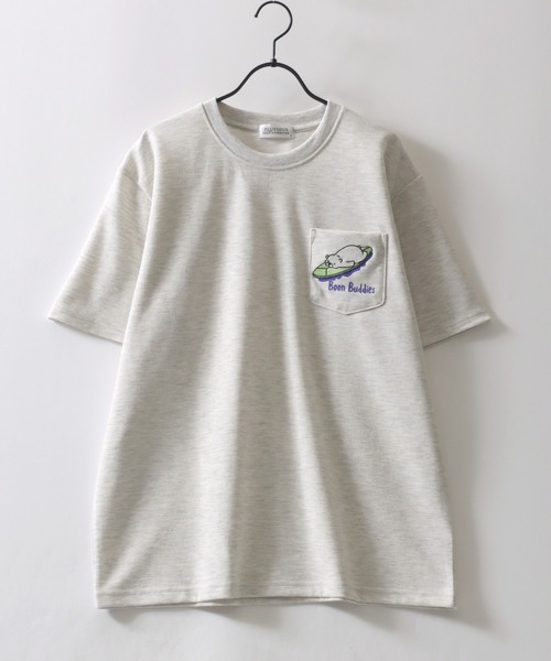 セール】Animal Embroidery Pocket T-Shirt/アニマル ワンポイント刺繍