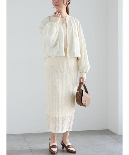 Te chichi（テチチ）の「レーシーニットプルオーバー（セットアップ可《2025spring catalog item》（ニット/セーター・レディース・チャコールグレー/オフホワイト・F）」の5枚目の写真