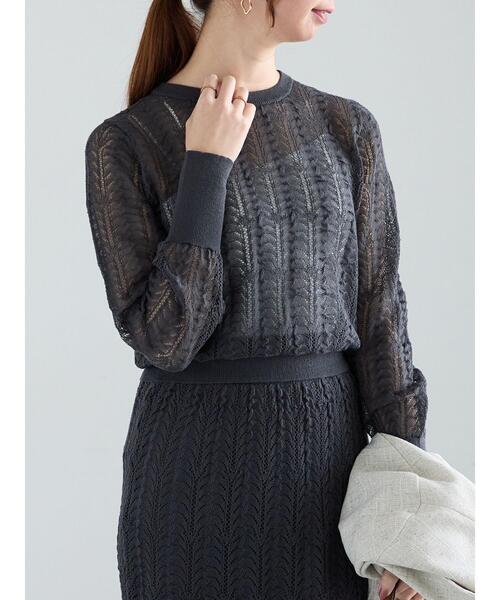 Te chichi（テチチ）の「レーシーニットプルオーバー（セットアップ可《2025spring catalog item》（ニット/セーター・レディース・チャコールグレー/オフホワイト・F）」の9枚目の写真