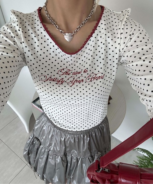 sedacle girl(セダクルガール)の「ピコレースロングスリーブT(Tシャツ/カットソー・レディース・ブラック/ホワイト/グレー/ホワイト系その他・SMALL/MEDIUM)」の2枚目の写真