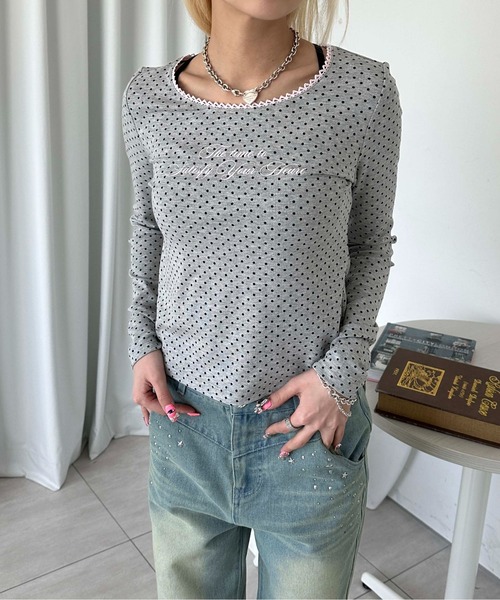 sedacle girl(セダクルガール)の「ピコレースロングスリーブT(Tシャツ/カットソー・レディース・ブラック/ホワイト/グレー/ホワイト系その他・SMALL/MEDIUM)」の4枚目の写真
