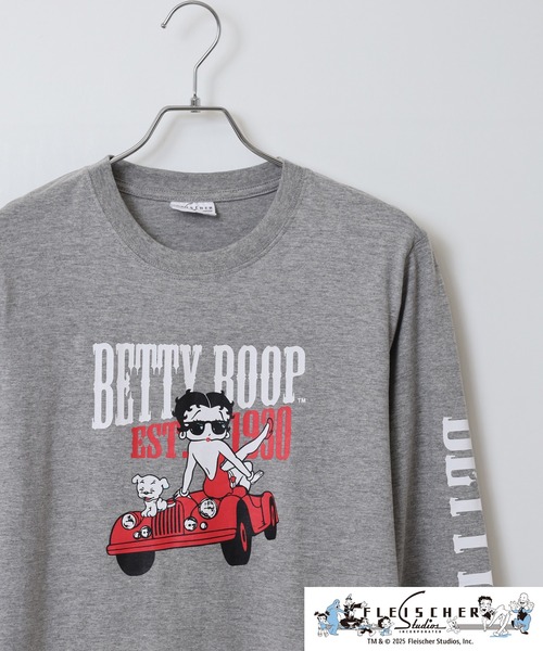 BETTY BOOP(ベティ・ブープ)の「BETTY BOOP(TM)/ ベティー ブープ(TM) 天竺長袖Tシャツ(Tシャツ/カットソー・メンズ・ブラック/オフホワイト/杢グレー/ホワイト/レッド/チャコール・M/L/LL)」の4枚目の写真