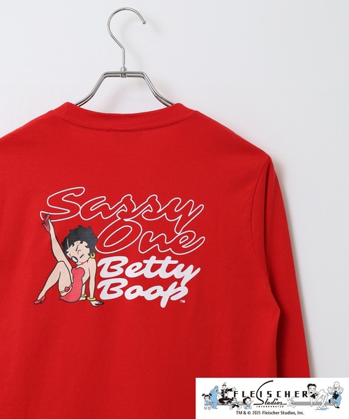 BETTY BOOP(ベティ・ブープ)の「BETTY BOOP(TM)/ ベティー ブープ(TM) 天竺長袖Tシャツ(Tシャツ/カットソー・メンズ・ブラック/オフホワイト/杢グレー/ホワイト/レッド/チャコール・M/L/LL)」の6枚目の写真