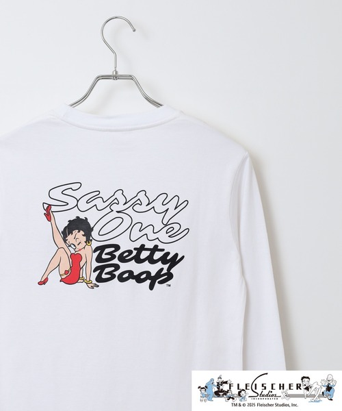BETTY BOOP(ベティ・ブープ)の「BETTY BOOP(TM)/ ベティー ブープ(TM) 天竺長袖Tシャツ(Tシャツ/カットソー・メンズ・ブラック/オフホワイト/杢グレー/ホワイト/レッド/チャコール・M/L/LL)」の2枚目の写真