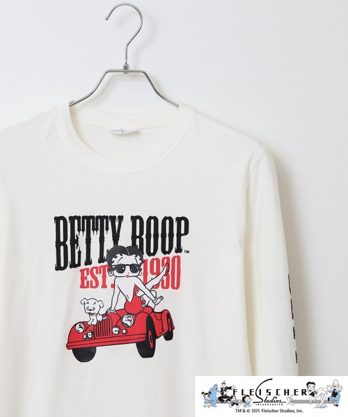 BETTY BOOP(ベティ・ブープ)の「BETTY BOOP(TM)/ ベティー ブープ(TM) 天竺長袖Tシャツ(Tシャツ/カットソー・メンズ・ブラック/オフホワイト/杢グレー/ホワイト/レッド/チャコール・M/L/LL)」の3枚目の写真