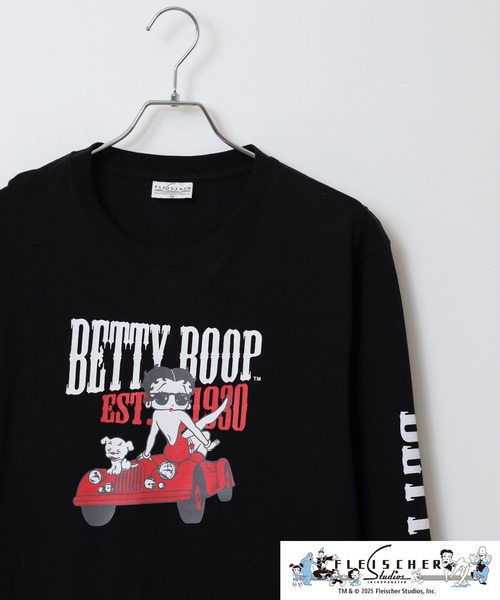 BETTY BOOP(ベティ・ブープ)の「BETTY BOOP(TM)/ ベティー ブープ(TM) 天竺長袖Tシャツ(Tシャツ/カットソー・メンズ・ブラック/オフホワイト/杢グレー/ホワイト/レッド/チャコール・M/L/LL)」の1枚目の写真