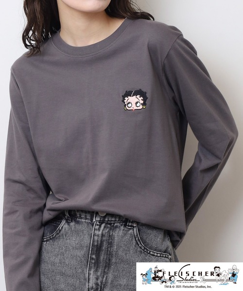 BETTY BOOP(ベティ・ブープ)の「BETTY BOOP(TM)/ ベティー ブープ(TM) 天竺長袖Tシャツ(Tシャツ/カットソー・メンズ・ブラック/オフホワイト/杢グレー/ホワイト/レッド/チャコール・M/L/LL)」の20枚目の写真