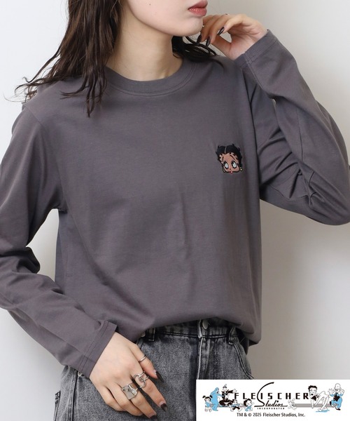 BETTY BOOP(ベティ・ブープ)の「BETTY BOOP(TM)/ ベティー ブープ(TM) 天竺長袖Tシャツ(Tシャツ/カットソー・メンズ・ブラック/オフホワイト/杢グレー/ホワイト/レッド/チャコール・M/L/LL)」の21枚目の写真