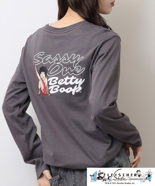 BETTY BOOP(ベティ・ブープ)の「BETTY BOOP(TM)/ ベティー ブープ(TM) 天竺長袖Tシャツ(Tシャツ/カットソー・メンズ・ブラック/オフホワイト/杢グレー/ホワイト/レッド/チャコール・M/L/LL)」の22枚目の写真