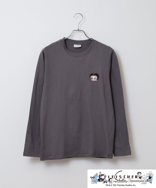 BETTY BOOP(ベティ・ブープ)の「BETTY BOOP(TM)/ ベティー ブープ(TM) 天竺長袖Tシャツ(Tシャツ/カットソー・メンズ・ブラック/オフホワイト/杢グレー/ホワイト/レッド/チャコール・M/L/LL)」の7枚目の写真