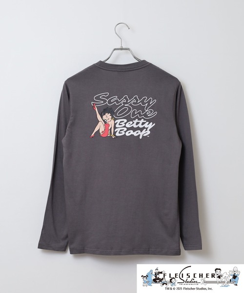 BETTY BOOP(ベティ・ブープ)の「BETTY BOOP(TM)/ ベティー ブープ(TM) 天竺長袖Tシャツ(Tシャツ/カットソー・メンズ・ブラック/オフホワイト/杢グレー/ホワイト/レッド/チャコール・M/L/LL)」の8枚目の写真