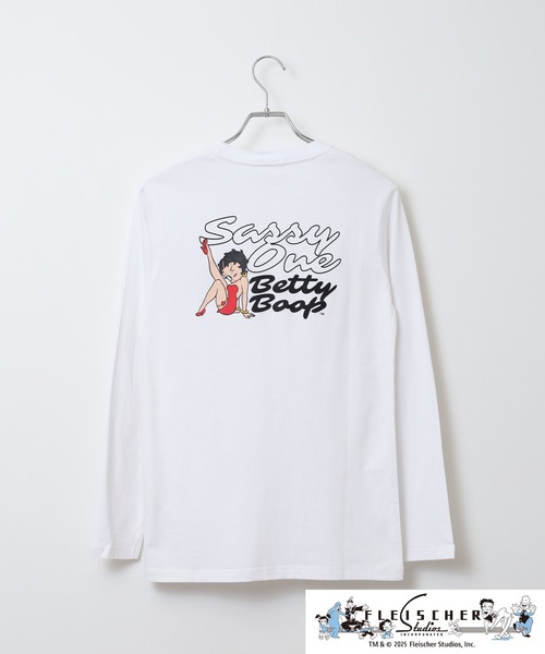 BETTY BOOP(ベティ・ブープ)の「BETTY BOOP(TM)/ ベティー ブープ(TM) 天竺長袖Tシャツ(Tシャツ/カットソー・メンズ・ブラック/オフホワイト/杢グレー/ホワイト/レッド/チャコール・M/L/LL)」の14枚目の写真