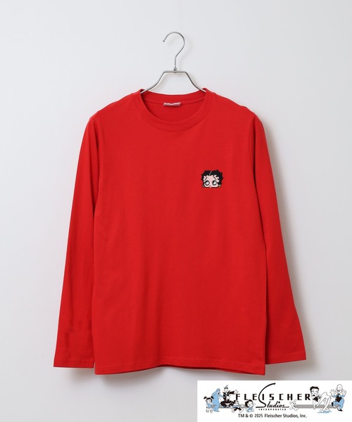 BETTY BOOP(ベティ・ブープ)の「BETTY BOOP(TM)/ ベティー ブープ(TM) 天竺長袖Tシャツ(Tシャツ/カットソー・メンズ・ブラック/オフホワイト/杢グレー/ホワイト/レッド/チャコール・M/L/LL)」の9枚目の写真