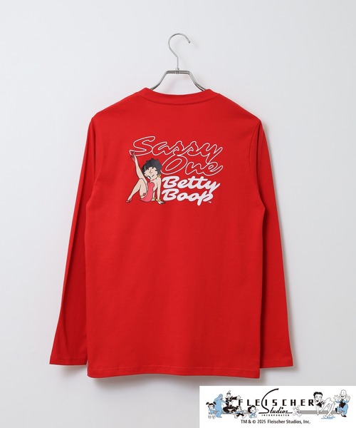 BETTY BOOP(ベティ・ブープ)の「BETTY BOOP(TM)/ ベティー ブープ(TM) 天竺長袖Tシャツ(Tシャツ/カットソー・メンズ・ブラック/オフホワイト/杢グレー/ホワイト/レッド/チャコール・M/L/LL)」の10枚目の写真